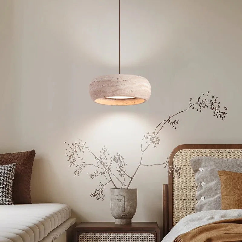 Minimalist Travertine Pendant Light for Dining Room