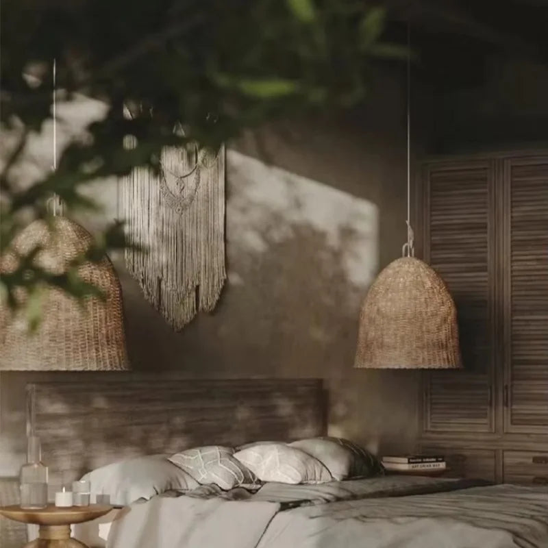 Lámpara Colgante Wabi Sabi de Bambú para Espacios Zen