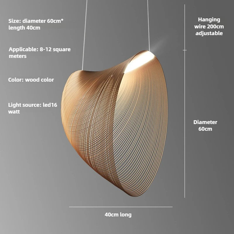 Nordic Wooden Pendant Light for Living Room