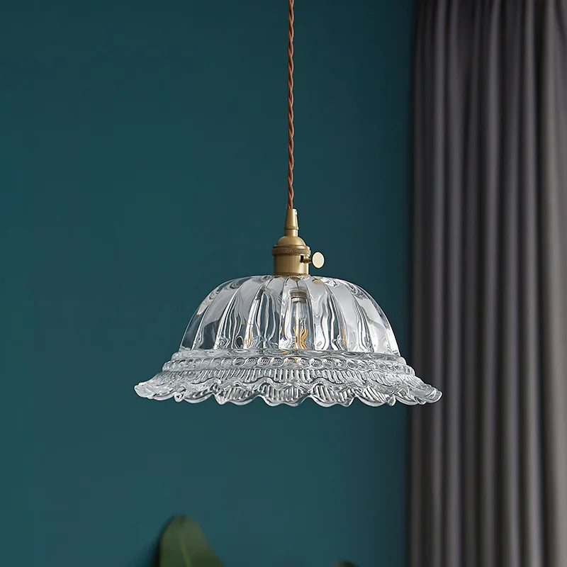 Lámparas colgantes LED con interruptor de perilla IWHD para cocina, pasillo, sala de estar, dormitorio, cristal transparente, lámpara colgante nórdica, araña