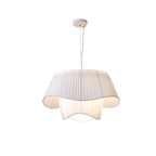 Nordic Cream Pleated Wave Fabric Pendant Light for Living Room