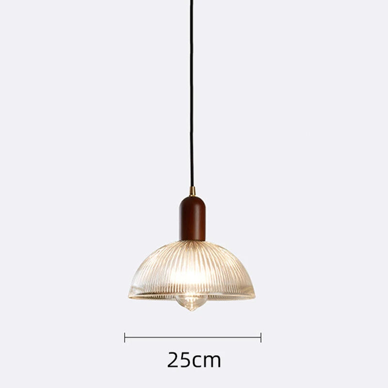 Vintage Glass Pendant Light with Iron Base