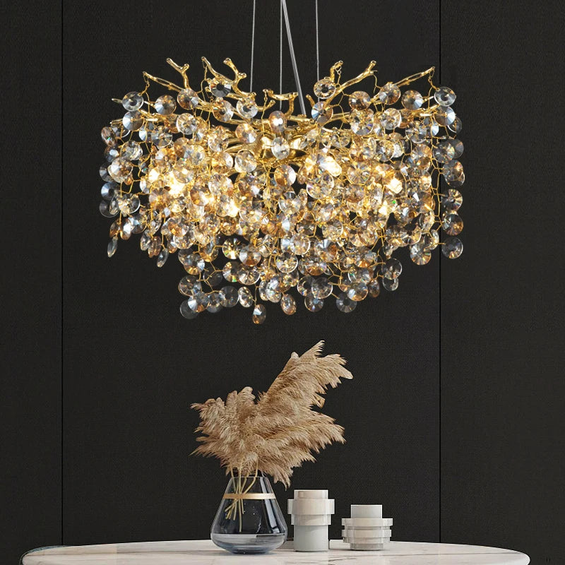 Modern Gold Branch Crystal Chandelier for Dining Room