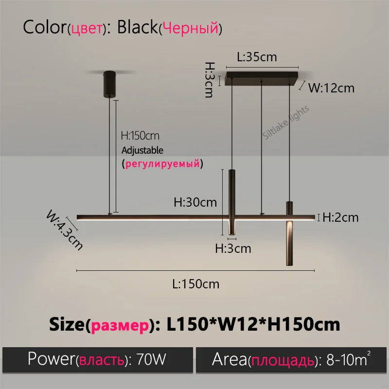 Minimalist Iron Linear Pendant Light for Dining