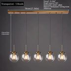 Lámpara colgante nórdica de cristal y metal para comedor