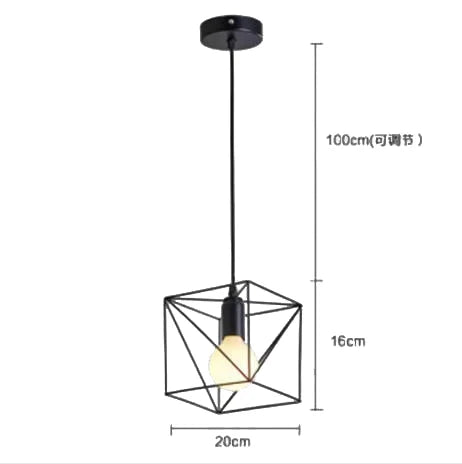 Industrial Iron Geometric Pendant Light for Dining