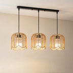 Lámpara Colgante de Techo Bohemio de Ratán de 3 Luces