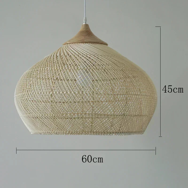 Handwoven Rattan Pendant Light - Bohemian Wabi Sabi