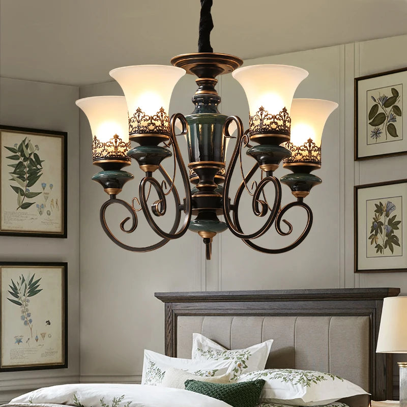 European Luxury Glass Chandelier Iron Frame