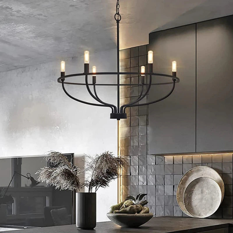 Iron Circle Chandelier Pendant Light