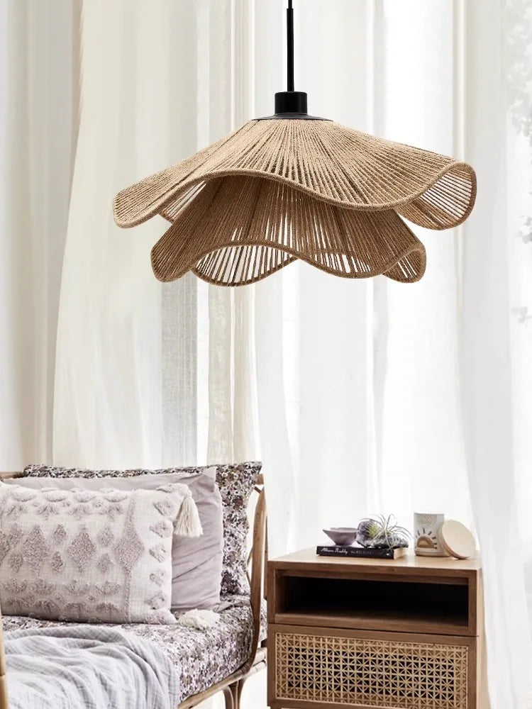Wabi Sabi Hemp Rope Pendant Lamp Industrial Zen