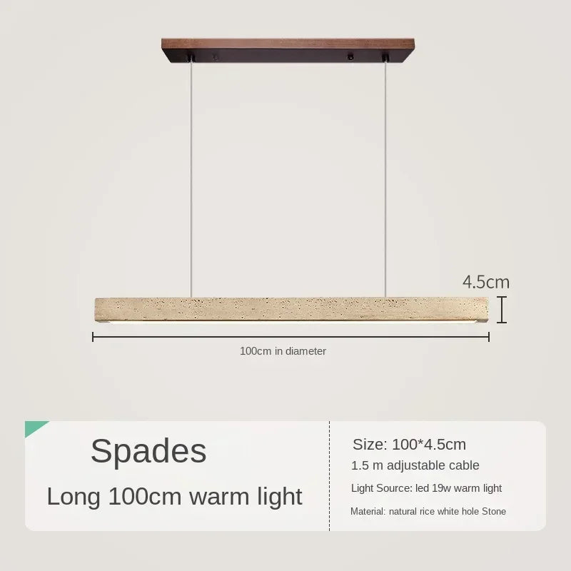 Lámpara colgante minimalista de madera y piedra para comedor