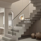 Wabi Sabi Organic Sculpted Pendant Light in White and Gray for Staircase