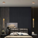 Modern Bubble Texture Acrylic Column Pendant Light in Gold for Bedside