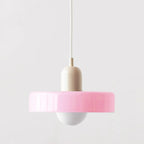 Retro Two Tone Glass Mushroom Pendant Light for Cafe and Dining Room