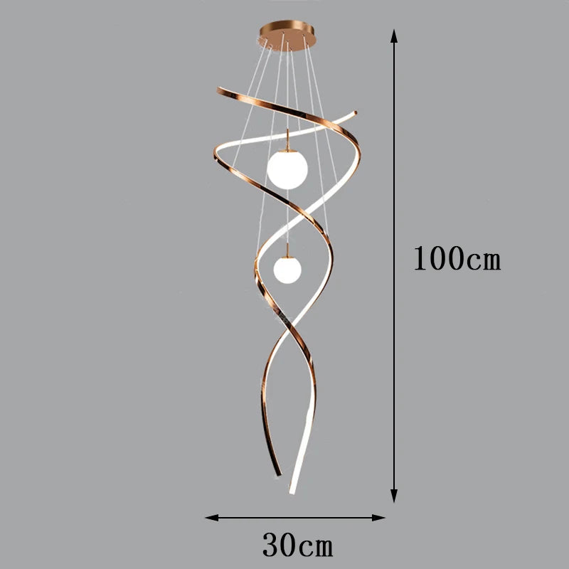 Lámpara colgante LED moderna con brazos de metal retorcidos
