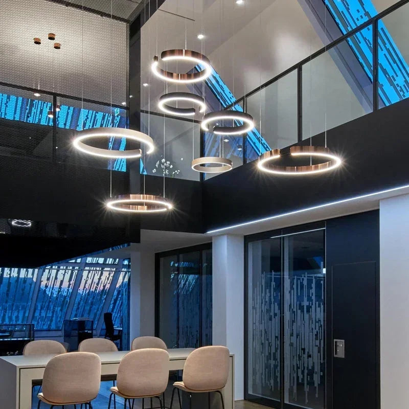 Nordic Copper Ring Pendant Light for Dining Room