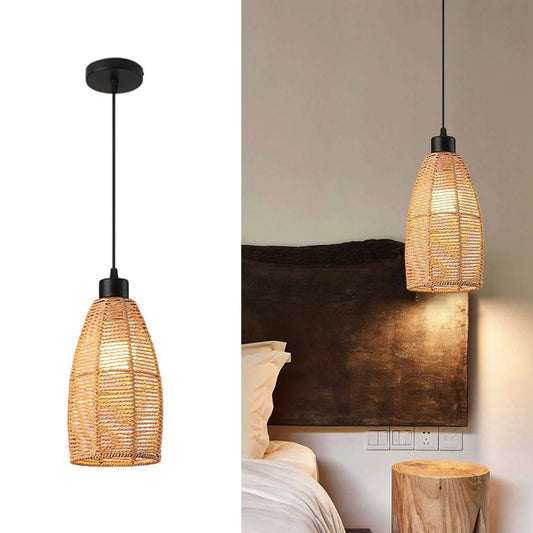 Bohemian Rattan Pendant Light for Dining Room