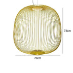 Italian Spokes Wire Cage Pendant Light in Gold for Staircase and Lobby