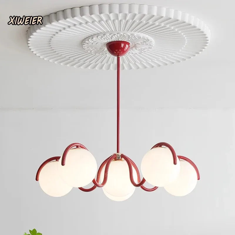 Nordic Glass Pendant Light with Iron Frame