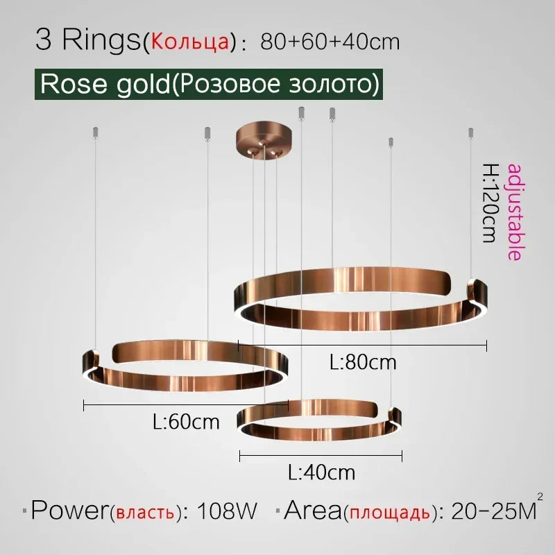 Nordic Copper Ring Pendant Light for Dining Room