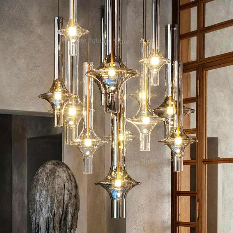 Lámpara colgante de tubo de cristal nórdico, diseño minimalista