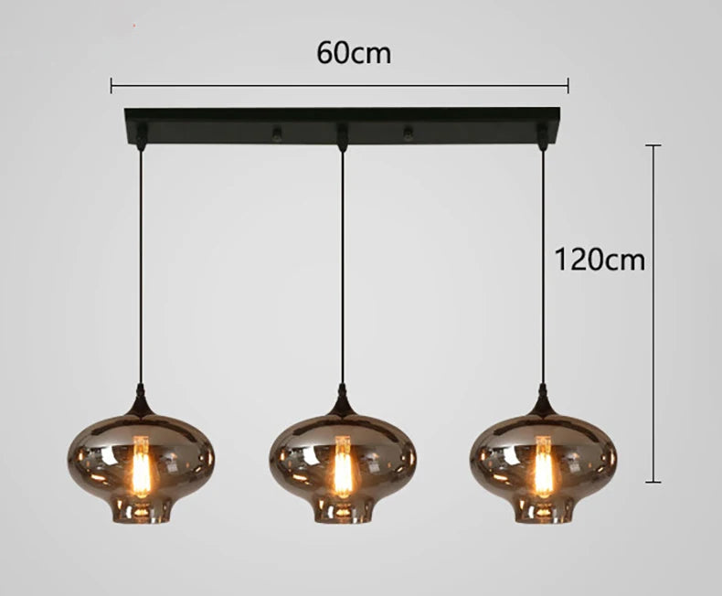 Nordic Smoke Glass Pendant Light for Dining Room