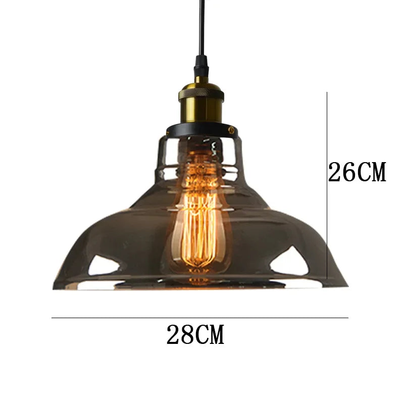 Industrial Clear Glass Pendant Light with Antique Brass Fitting for Bar