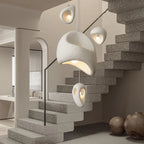 Wabi Sabi Organic Sculpted Pendant Light in White and Gray for Staircase