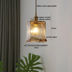 Lámpara colgante nórdica de cristal con base de cobre