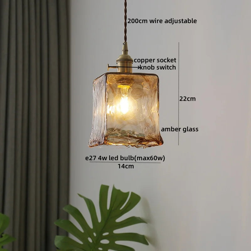 Lámparas colgantes LED con interruptor de perilla IWHD para cocina, pasillo, sala de estar, dormitorio, cristal transparente, lámpara colgante nórdica, araña