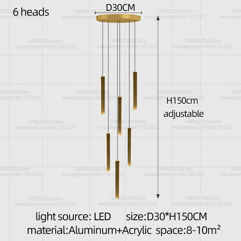 Minimalist Aluminum Pendant Light for Staircase