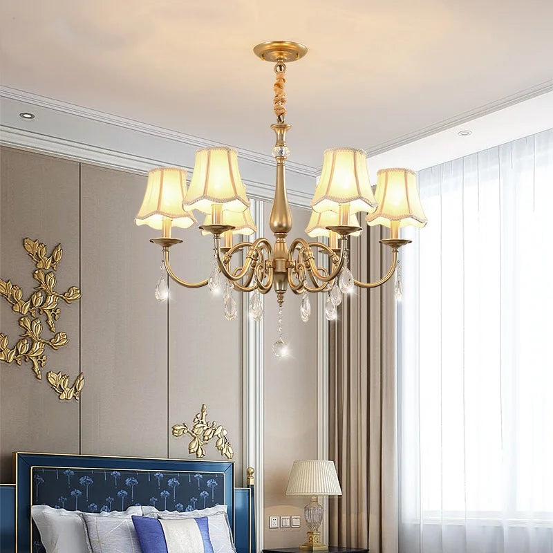 Gold Crystal Chandelier Pendant Light for Living Room
