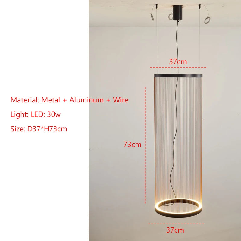 Wabi Sabi Mesh Cone Pendant Light with LED Ring for Staircase and Loft