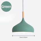 Modern Macaron Aluminum and Wood Pendant Light in Seven Colors for Kitchen