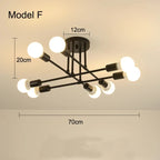 Modern Gold Sputnik Semi Flush Ceiling Light for Bedroom and Living Room