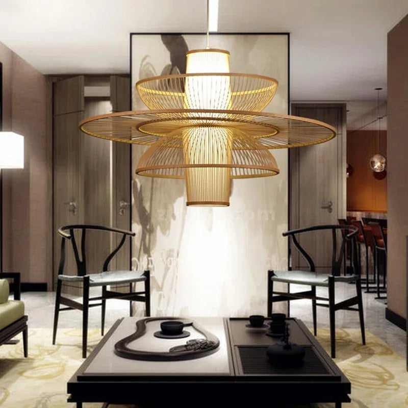Bohemian Rattan Pendant Light for Bedroom