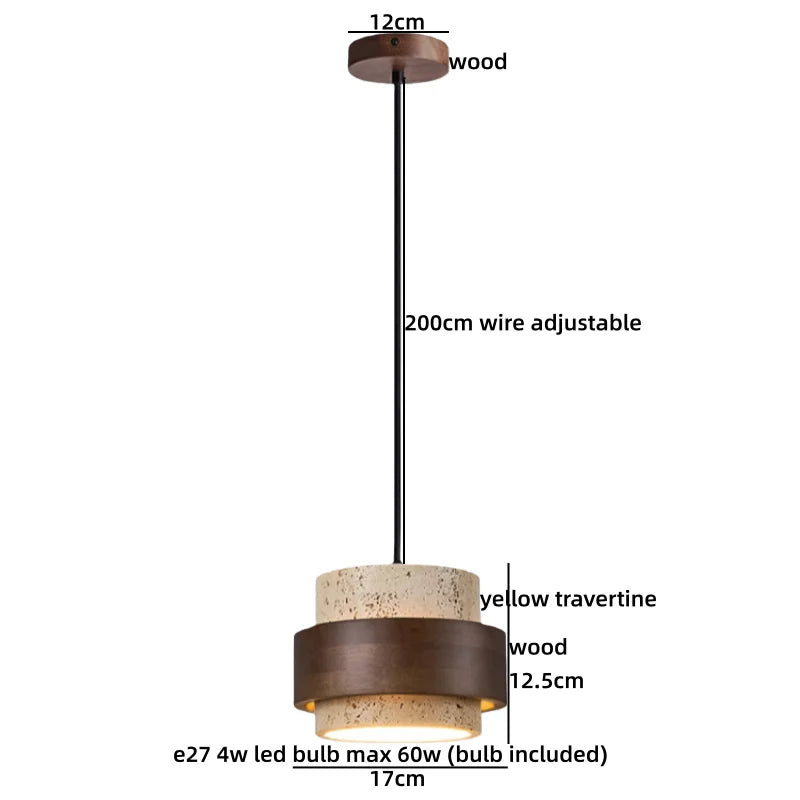 Wabi Sabi Wood Pendant Light for Bedroom