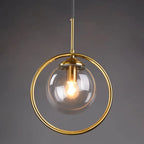 Nordic Golden Iron Pendant Light with Glass Shade