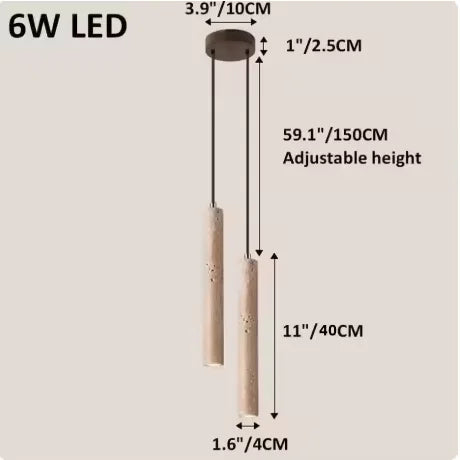 Slim Travertine Led Pendant Lamp Natural Stone Suspension Ceiling Hanging Light for Bedroom Bedside Dining Room Kitchen Island