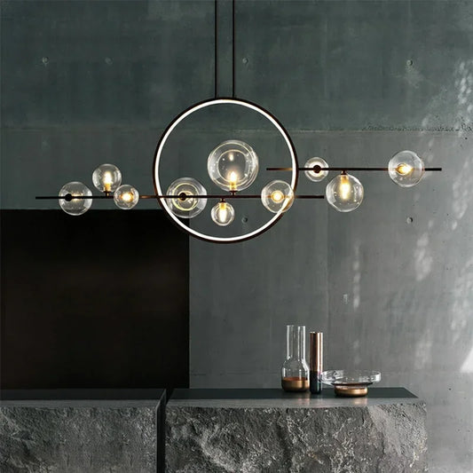 Nordic Glass Pendant Light with Iron Frame