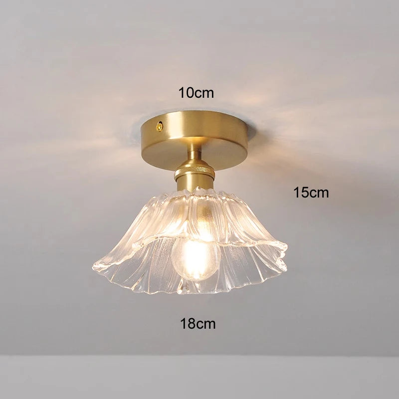 Vintage Flower Glass Pendant Light Collection with Brass Fitting for Bedroom