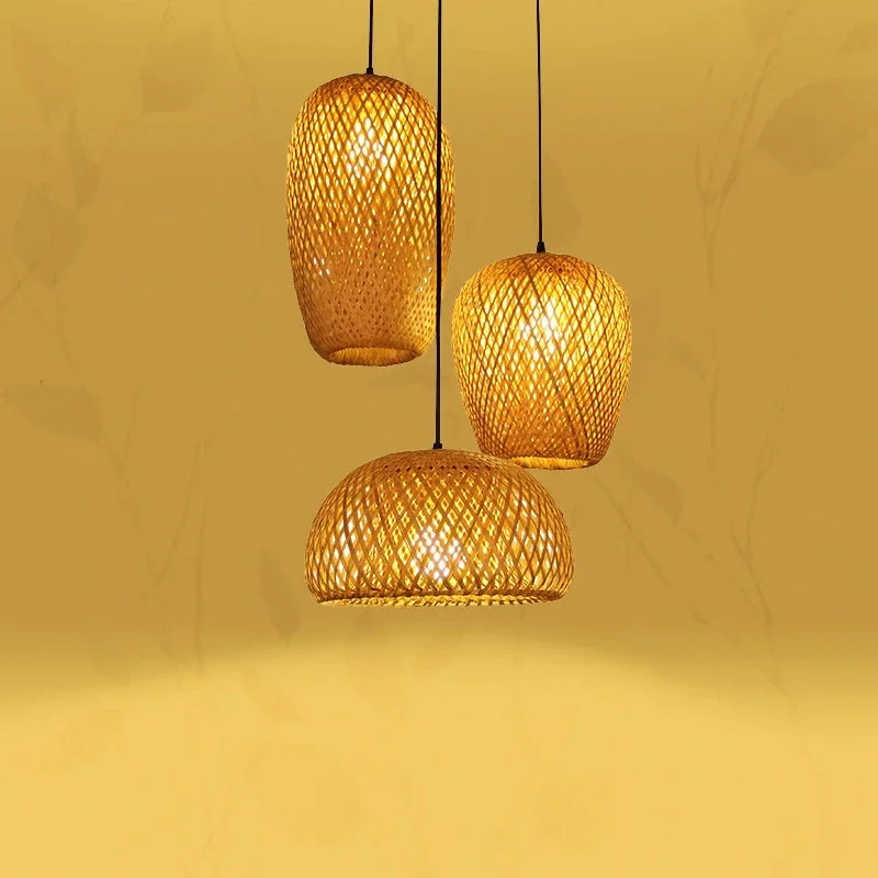 Japanese Style Bamboo Wood Pendant Lights
