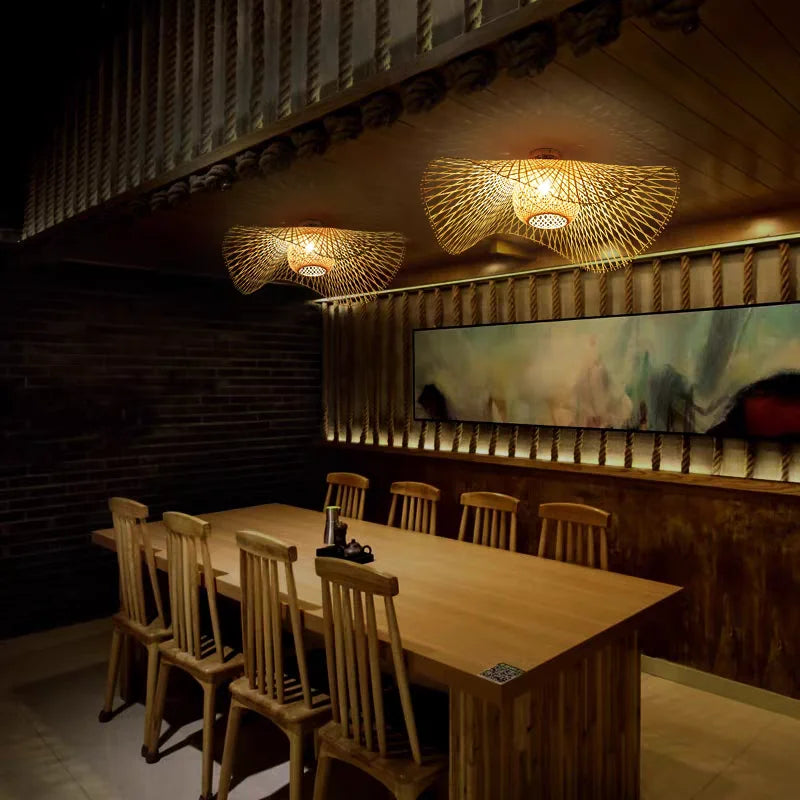 Lámpara Colgante Bohemio de Bambú para Comedor