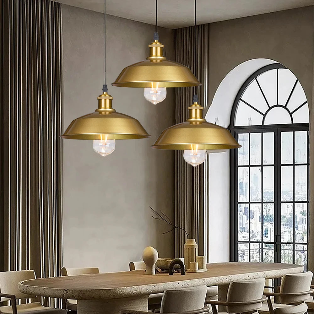 Industrial Gold Barn Dome Pendant Light for Kitchen Island and Cafe
