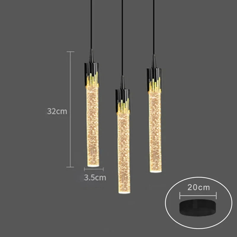 Modern Bubble Texture Acrylic Column Pendant Light in Gold for Bedside