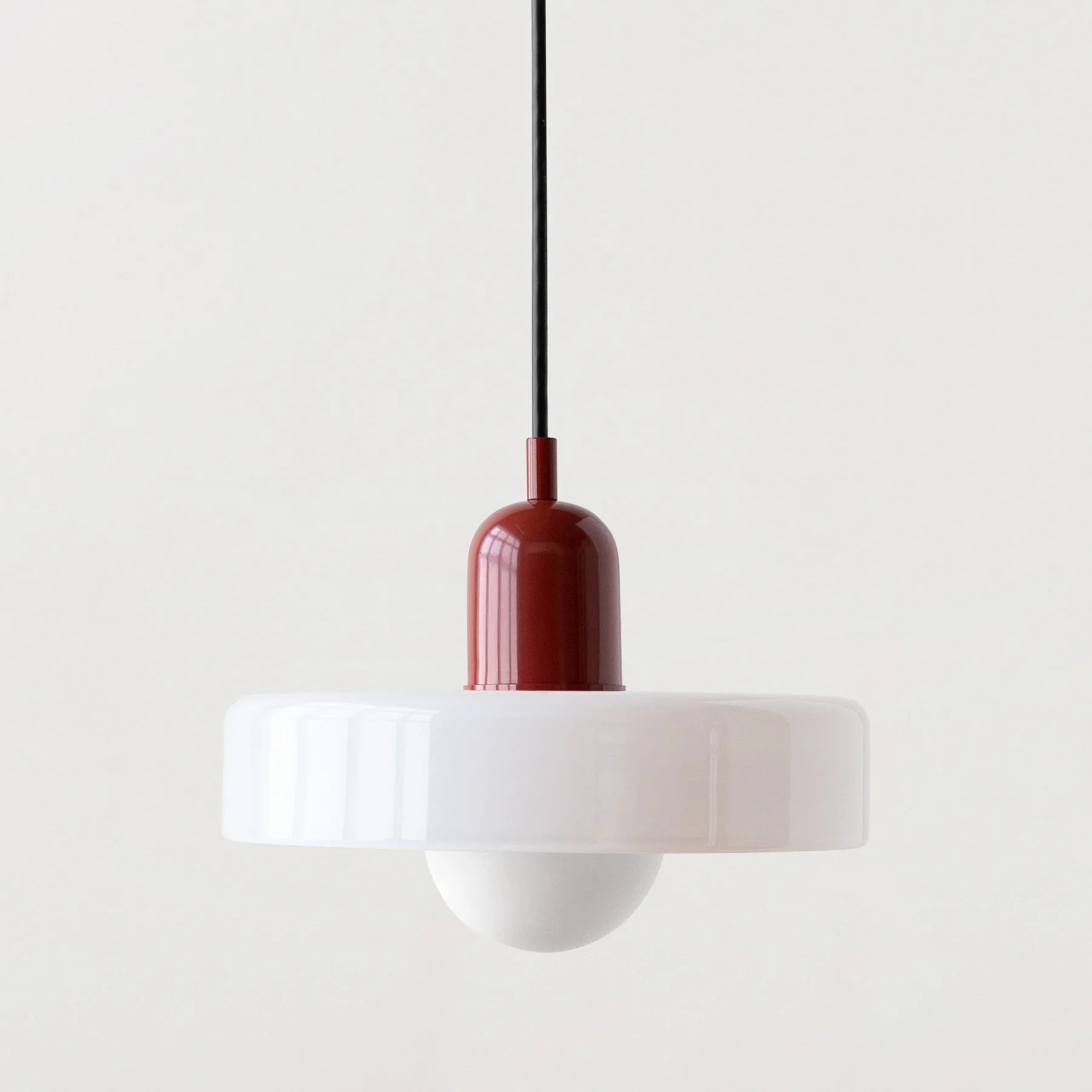 Nordic Glass Pendant Light with Colored Metal Shade