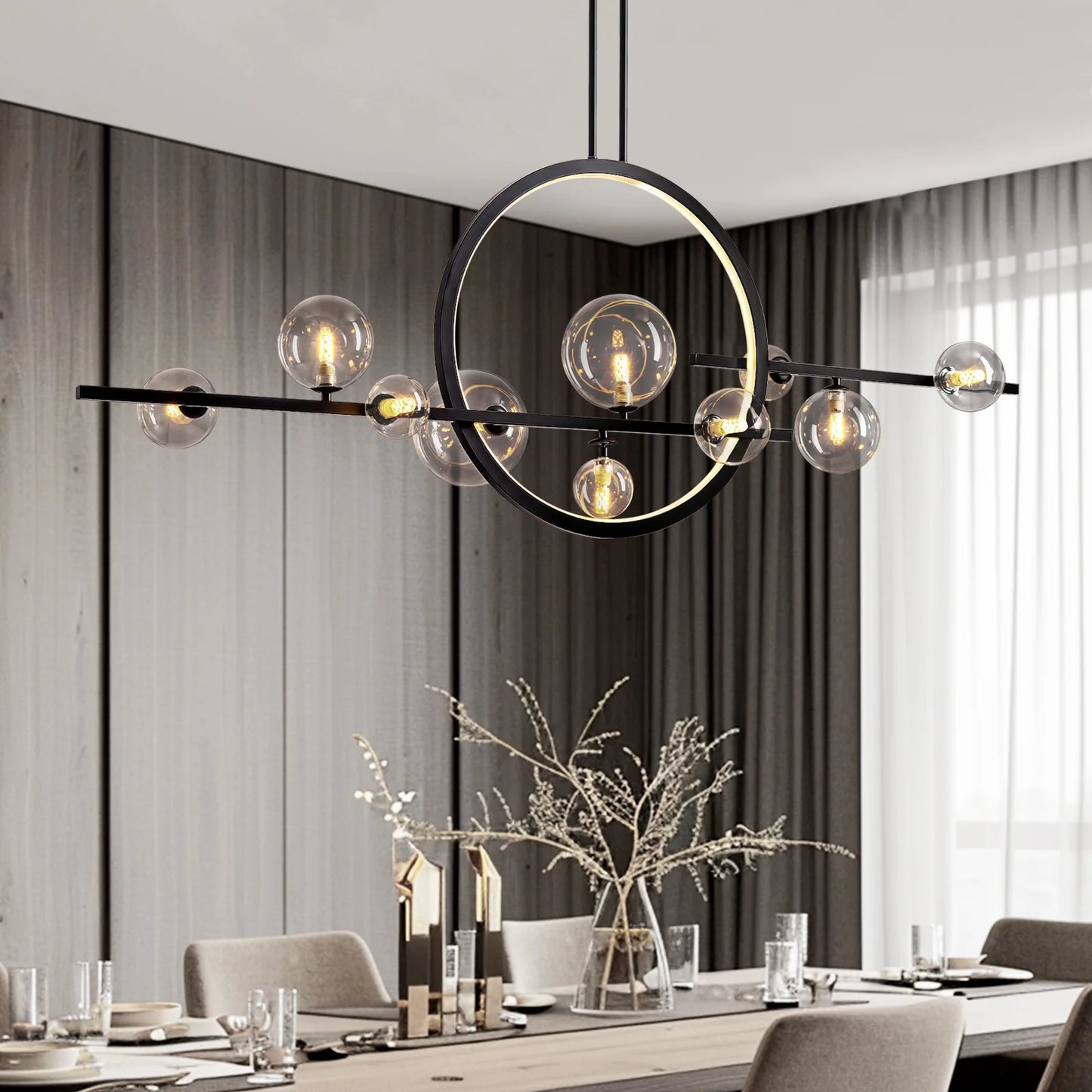 Nordic Glass Pendant Light with Iron Frame