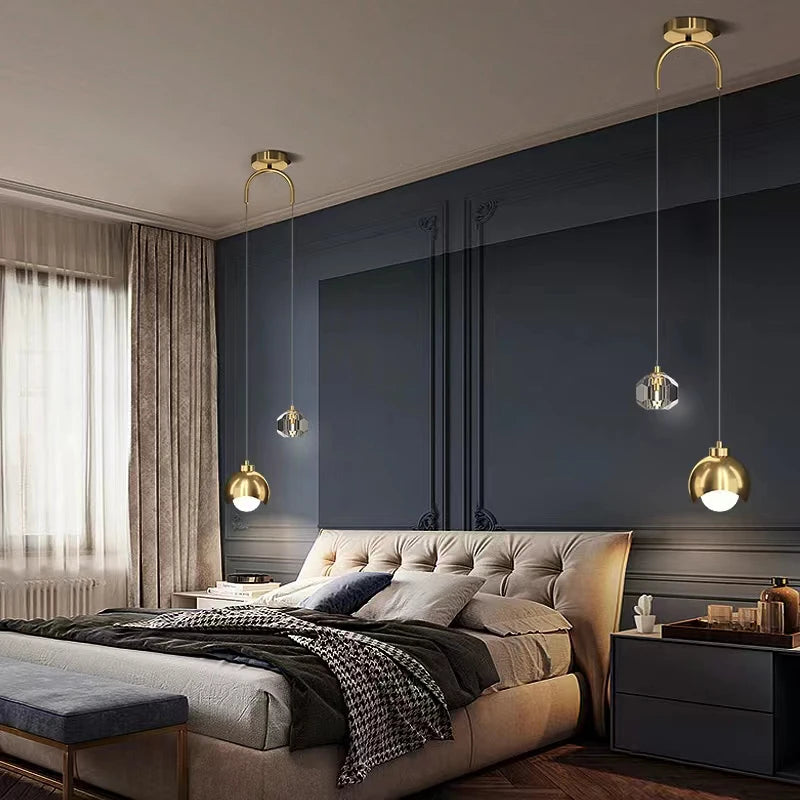 Nordic Minimalist Crystal Glass Pendant Light Bedroom
