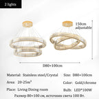 Luxury Crystal Ring Ceiling Pendant Chandelier Lights Dining Table Light Żyrandol Modern Chandeliers for Living Room Home Decor